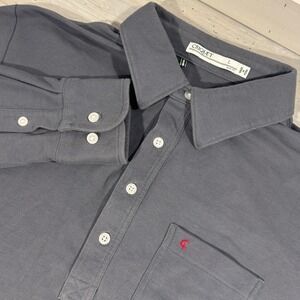 Criquet Polo Shirt Men's L Slim Grey Cotton Blend Long Sleeve Embroidered Logo